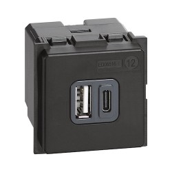Зарядное устройство USB Стандарт A-С 3000мА 2 модуля Bticino LIVING NOW. K4287C2