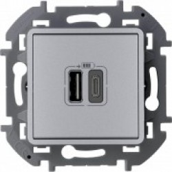 673762 - Зарядное устройство с двумя USB-разьемами A-C 240В/5В 3000мА - INSPIRIA - алюминий