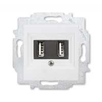 ABB EPJ Levit USB зарядка двойная, цвет Белый/Дымчатый черный