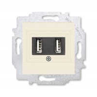 USB зарядка двойная, цвет Слоновая кость/Белый, Levit, ABB
