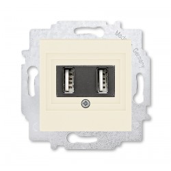 USB зарядка двойная, цвет Слоновая кость/Белый, Levit, ABB