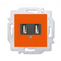 USB зарядка двойная, цвет Оранжевый/Дымчатый черный, Levit, ABB