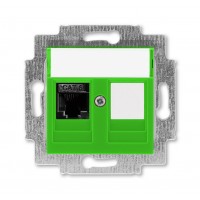  Розетка компьютерная RJ45 кат,6+заглушка, цвет Зеленый/Дымчатый черный, Levit, ABB