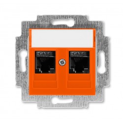 Розетка компьютерная, 2хRJ45 кат,6, цвет Оранжевый/Дымчатый черный, Levit, ABB