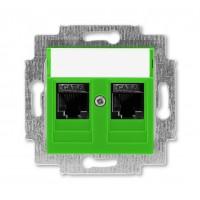 Розетка компьютерная, 2хRJ45 кат,6, цвет Зеленый/Дымчатый черный, Levit, ABB