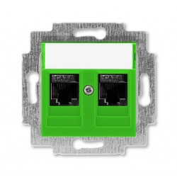 Розетка компьютерная, 2хRJ45 кат,6, цвет Зеленый/Дымчатый черный, Levit, ABB