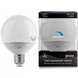 Лампа Gauss LED G95 14W E27 4100K DIMM EB136102214-D