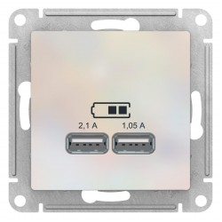 Розетка USB 2-ая 2100 мА (для подзарядки), Жемчуг, серия Atlas Design, Schneider Electric ATN000433