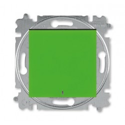 Выключатель 1-клавишный ,проходной с подсветкой (с двух мест), цвет Зеленый/Дымчатый черный, Levit, ABB
