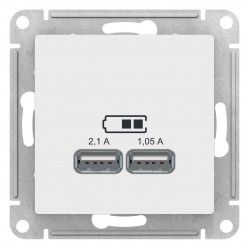 Розетка USB 2-ая 2100 мА (для подзарядки), Белый, серия Atlas Design, Schneider Electric ATN000133