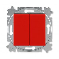 Выключатель 2-клавишный; кнопочный, цвет Красный/Дымчатый черный, Levit, ABB
