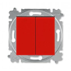 Выключатель 2-клавишный; кнопочный, цвет Красный/Дымчатый черный, Levit, ABB