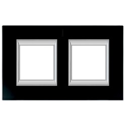 Рамка 2-ая (двойная) прямоугольная, цвет Стекло Черное, Axolute, Bticino