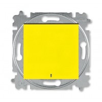 Выключатель 1-клавишный ,проходной с подсветкой (с двух мест), цвет Желтый/Дымчатый черный, Levit, ABB