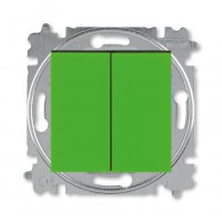 Выключатель 2-клавишный проходной (с двух мест), цвет Зеленый/Дымчатый черный, Levit, ABB