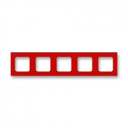 Рамка 5-ая (пятерная), цвет Красный/Дымчатый черный, Levit, ABB