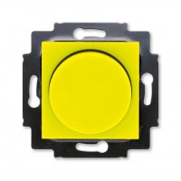 Диммер поворотно-нажимной , 600Вт для ламп накаливания, цвет Желтый/Дымчатый черный, Levit, ABB