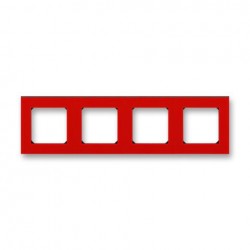 Рамка 4-ая (четверная), цвет Красный/Дымчатый черный, Levit, ABB