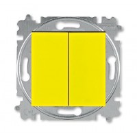 Выключатель 2-клавишный, цвет Желтый/Дымчатый черный, Levit, ABB