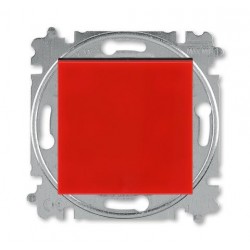 Выключатель 1-клавишный; кнопочный, цвет Красный/Дымчатый черный, Levit, ABB