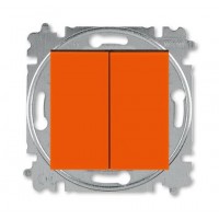 Выключатель 2-клавишный; кнопочный, цвет Оранжевый/Дымчатый черный, Levit, ABB