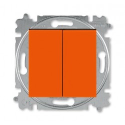Выключатель 2-клавишный проходной (с двух мест), цвет Оранжевый/Дымчатый черный, Levit, ABB