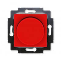 Диммер поворотно-нажимной , 600Вт для ламп накаливания, цвет Красный/Дымчатый черный, Levit, ABB