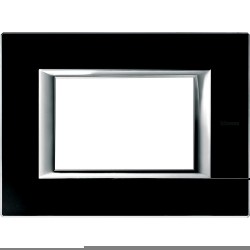 Рамка итальянский стандарт 3 мод прямоугольная, цвет Стекло Черное, Axolute, Bticino
