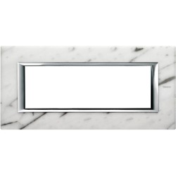 Рамка итальянский стандарт 6 мод прямоугольная, цвет Белый мрамор Каррара, Axolute, Bticino