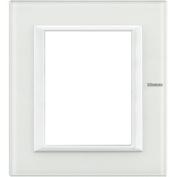Рамка итальянский стандарт 3+3 мод прямоугольная, цвет Стекло Белое, Axolute, Bticino