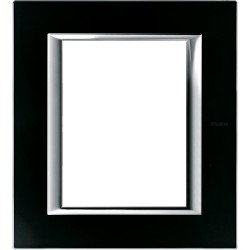 Рамка итальянский стандарт 3+3 мод прямоугольная, цвет Стекло Черное, Axolute, Bticino