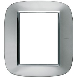 Рамка итальянский стандарт 3+3 мод эллипс, цвет Зеркальный алюминий, Axolute, Bticino
