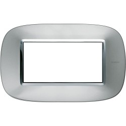 Рамка итальянский стандарт 4 мод эллипс, цвет Зеркальный алюминий, Axolute, Bticino