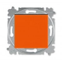 Выключатель 1-клавишный; кнопочный с двух мест, цвет Оранжевый/Дымчатый черный, Levit, ABB