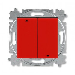 Выключатель для жалюзи (рольставней) кнопочный, цвет Красный/Дымчатый черный, Levit, ABB