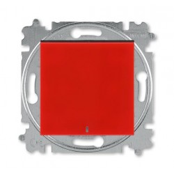 Выключатель 1-клавишный ,проходной с подсветкой (с двух мест), цвет Красный/Дымчатый черный, Levit, ABB