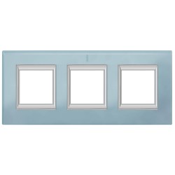Рамка 3-ая (тройная) прямоугольная, цвет Стекло Голубое, Axolute, Bticino