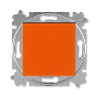 Выключатель 1-клавишный ,проходной с подсветкой (с двух мест), цвет Оранжевый/Дымчатый черный, Levit, ABB