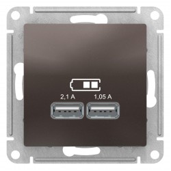 Розетка USB 2-ая 2100 мА (для подзарядки), Мокко, серия Atlas Design, Schneider Electric ATN000633