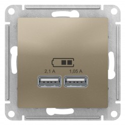 Розетка USB 2-ая 2100 мА (для подзарядки), Шампань, серия Atlas Design, Schneider Electric ATN000533