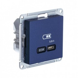 Розетка USB type-C 65 Вт с быстрой зарядкой Atlas Design, USB type-C 5V, одинарная, цвет - аквамарин