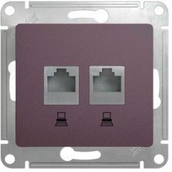 Розетка компьютерная 2-ая кат.5е, rj-45 (интернет) , сиреневый туман, серия glossa, schneider electric GSL001485KK