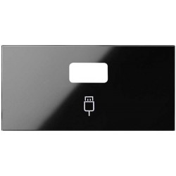 Розетка USB 2.0 тип А одинарная для передачи данных Simon 100, винтовой зажим, черный глянец