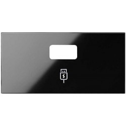 Розетка USB одинарная для зарядки Smart Charge 2,1А/5В Simon 100, винтовой зажим, черный глянец
