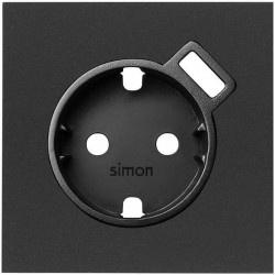 Розетка с заземлением со шторками и USB Smart Charge 2,1A/5В Simon 100 16А/250В винтовой зажим, черный матовый