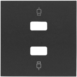 Розетка USB 2.0 тип А двойная для передачи данных Simon 100, винтовой зажим, черный матовый