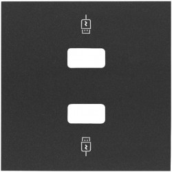 Розетка USB двойная для зарядки 2,1А/5В Simon 100, винтовой зажим, черный матовый