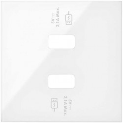 Розетка USB двойная для зарядки 2,1А/5В Simon 100, винтовой зажим, белый глянец