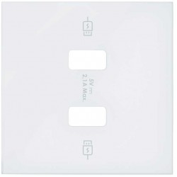 Розетка USB двойная для зарядки 2,1А/5В Simon 100, винтовой зажим, белый матовый